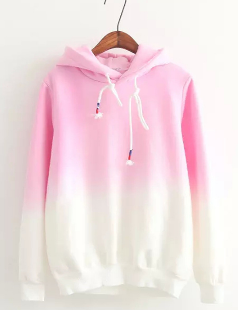 Gradient Color Korean Hooded Long Sleeves Hoodie