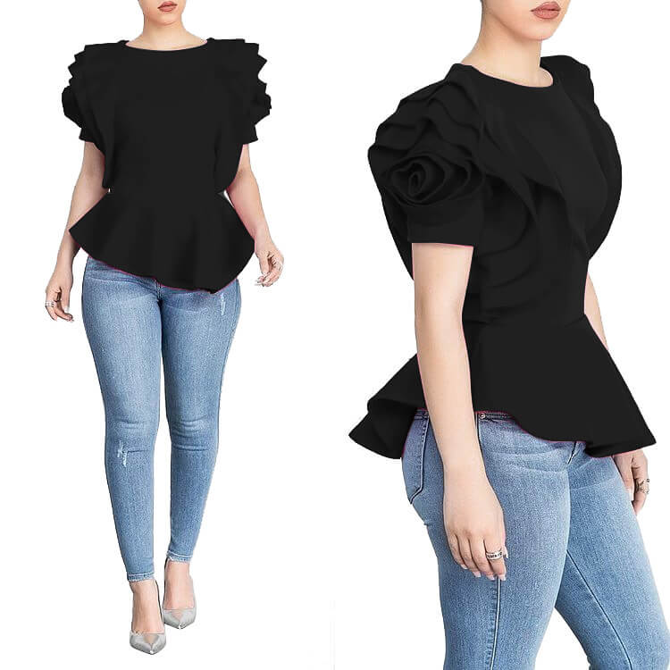 Ruffle Irregular Candy Color T-shirt