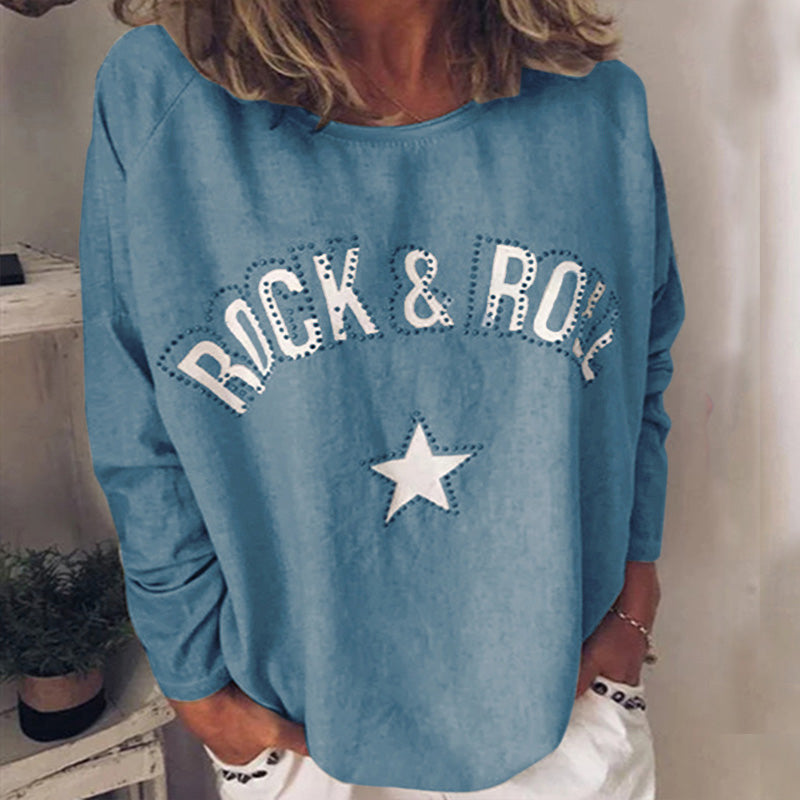 Rhinestone Plus Size Pullover Crew Neck Sweatshirts