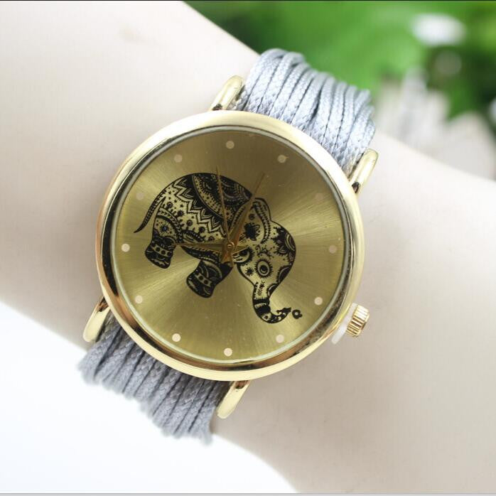 Elephant Print Multilayer Leather Watch