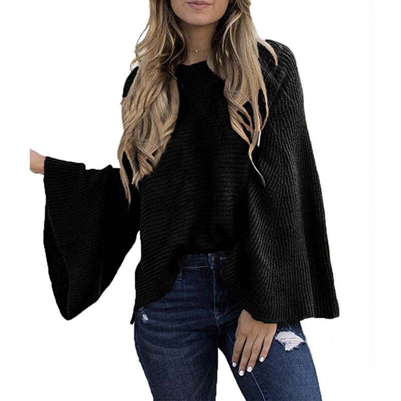 Long Dolman Flared Sleeve Women Sweater