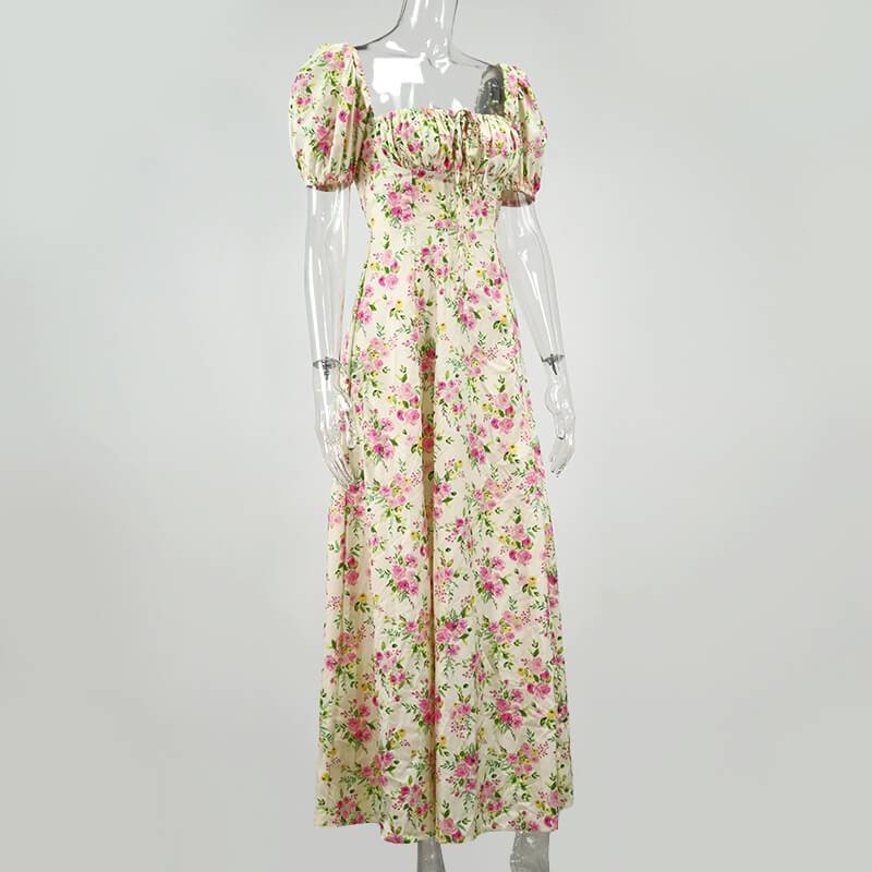 Floral Empire Waist A Line Long Dress