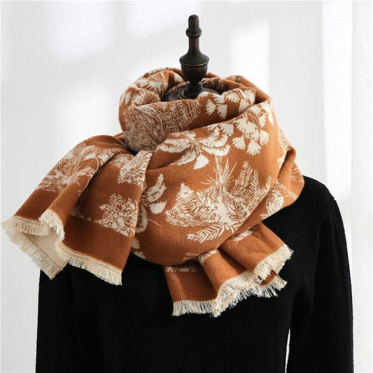 Reversible Printing Warm Imitated Cashmere Shawl Scarf