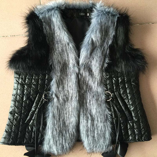 Sleeveless Faux Fur Drawstring Gilet Jacket