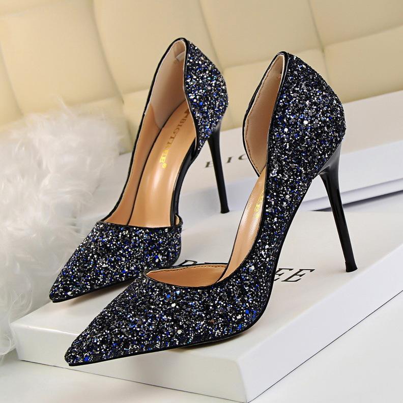 Shinning Pointed Toe Stilettos Pumps High Heel Shoes