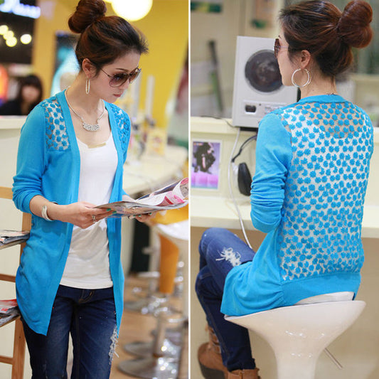 Candy Color Hollow Thin Knitting Blouse