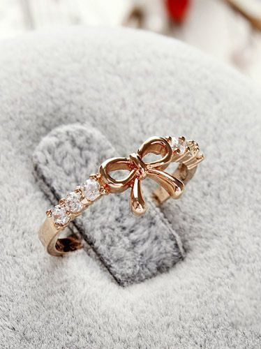 Korean Style Set Auger Bowknot Ring