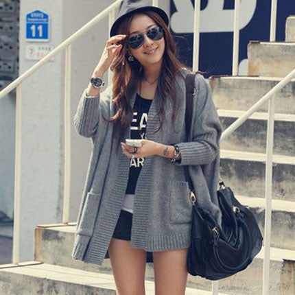 Hip Hop Loose Pattern Batwing Sleeve Cardigans