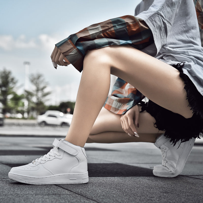 High Top Leather Platform Lace Up Sneakers